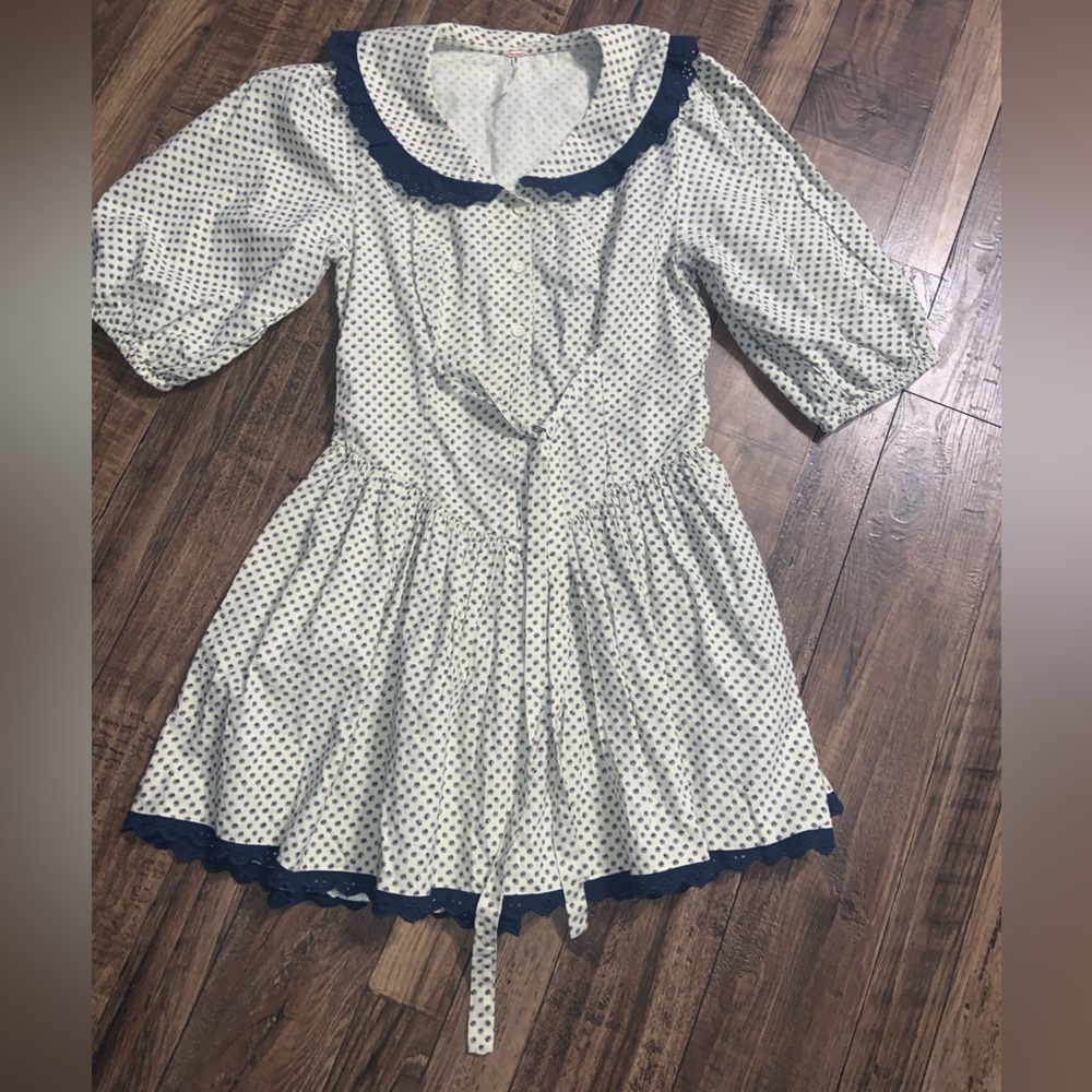 Nwot free people need to know collared lace mini dress khaki $189 boho fall - Picture 7 of 10